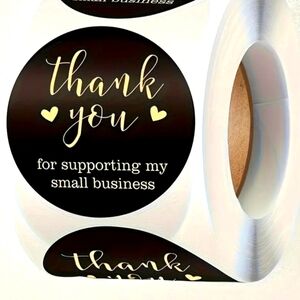 THANK YOU STICKERS(Black 2" 500 pieces NWT